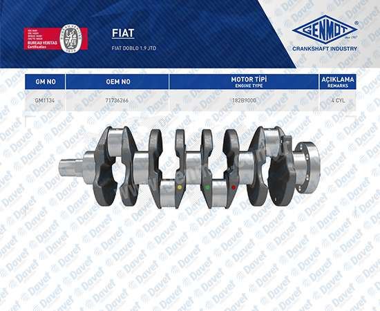 GENMOT GM1134 Krank Mili Fiat Doblo 1.9 Jtd 182b9000